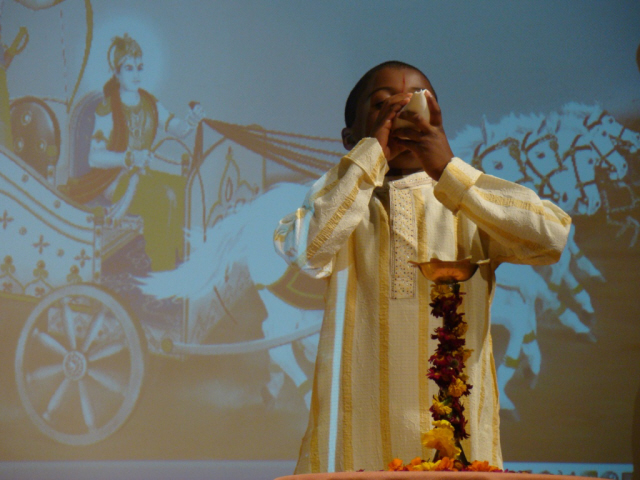 Baal seeker Afolabi blowing the Conch